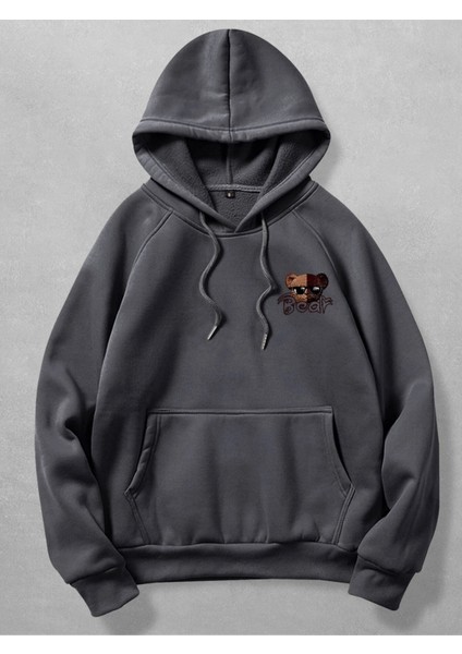 Antrasit After Before Bathing Baskılı Oversize Kapüşonlu Erkek Sweatshirt fiyatları