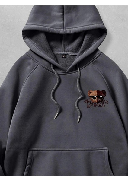 Antrasit After Before Bathing Baskılı Oversize Kapüşonlu Erkek Sweatshirt modelleri