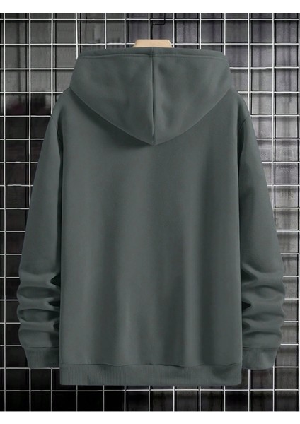 Antrasit Chicago 1966 Since Baskılı Oversize Kapüşonlu Erkek Sweatshirt modelleri