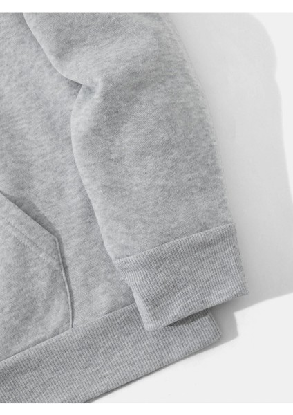 Açık Gri Brooklyn Oval Yazı Baskılı Oversize Kapüşonlu Erkek Sweatshirt fırsatları