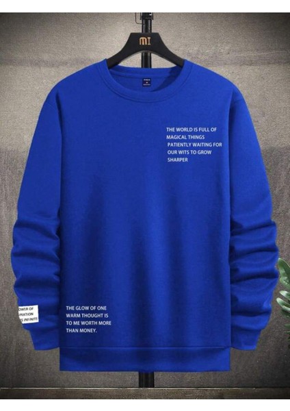 Mavi World Is Full Baskılı Oversize Bisiklet Yaka Erkek Sweatshirt fiyatları