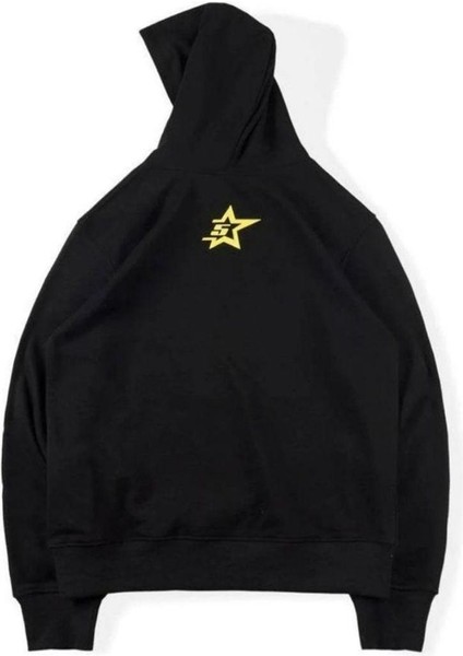 Unısex Siyah Spıder Pink World Wild Baskılı Oversize Kapüşonlu Sweatshirt