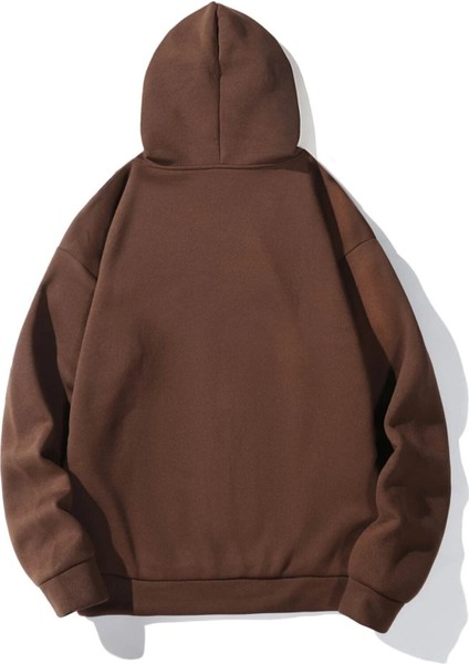 Kahverengi The Hapiest Baskılı Oversize Kapüşonlu Erkek Sweatshirt fiyatları