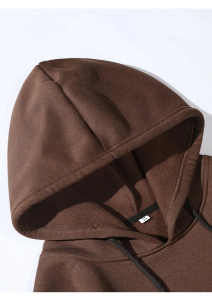 Kahverengi The Hapiest Baskılı Oversize Kapüşonlu Erkek Sweatshirt fırsatları