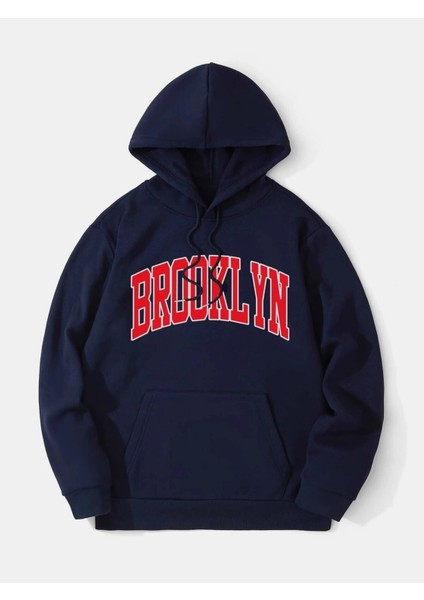Lavivert Brooklyn Oval Yazı Baskılı Oversize Kapüşonlu Erkek Sweatshirt