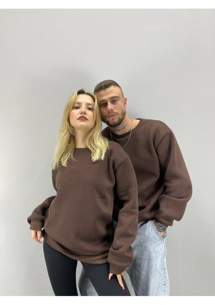 Unisex Kahverengi Melek Kanadı Baskılı Bisiklet Yaka Sevgili Çift Kombini 2'li Set fiyatları