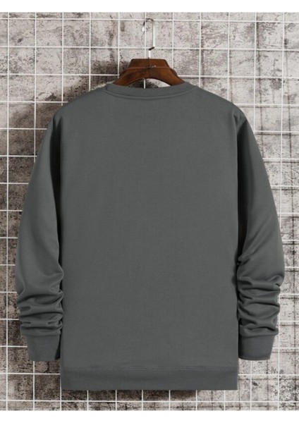 Unisex Antrasit Nasa Baskılı Bisiklet Yaka Sweatshirt fiyatları