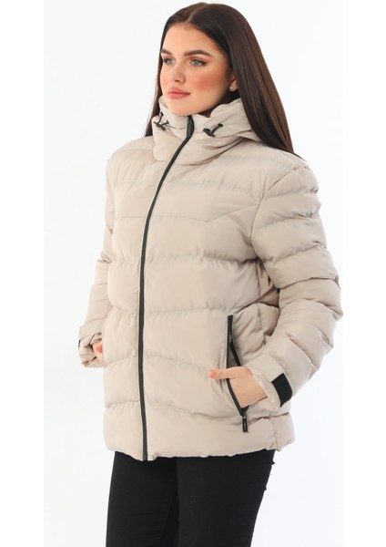 Kadın Taş Içi Polarlı Kürklü Kapüşonlu Su Geçirmez Rüzgara Dayanıklı Şişme Kışlık Mont Kaban Parka fiyatları
