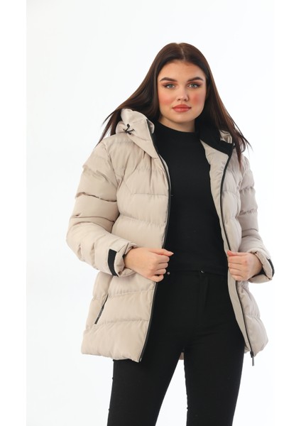 Kadın Taş Içi Polarlı Kürklü Kapüşonlu Su Geçirmez Rüzgara Dayanıklı Şişme Kışlık Mont Kaban Parka fırsatları