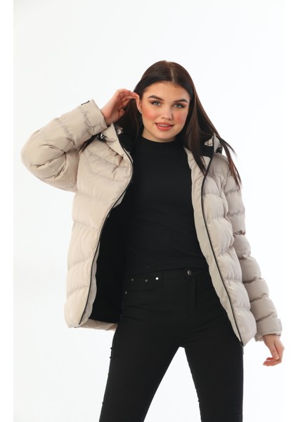 Kadın Taş Içi Polarlı Kürklü Kapüşonlu Su Geçirmez Rüzgara Dayanıklı Şişme Kışlık Mont Kaban Parka indirimleri