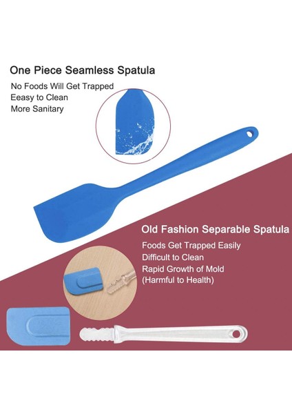 Silikon Spatula Seti 4 Adet Isıya Dayanıklı Çizilmez Mutfak Turner Yapışmaz Spatula Pişirme Için Karıştırma Mavi (Yurt Dışından)