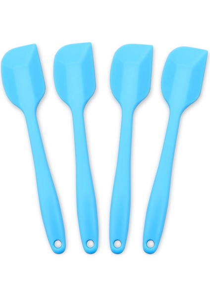Silikon Spatula 4 Parçalı Set, Paslanmaz Çelik Çekirdekli Isıya Dayanıklı Yapışmaz Kauçuk Spatula, Mavi (Yurt Dışından)
