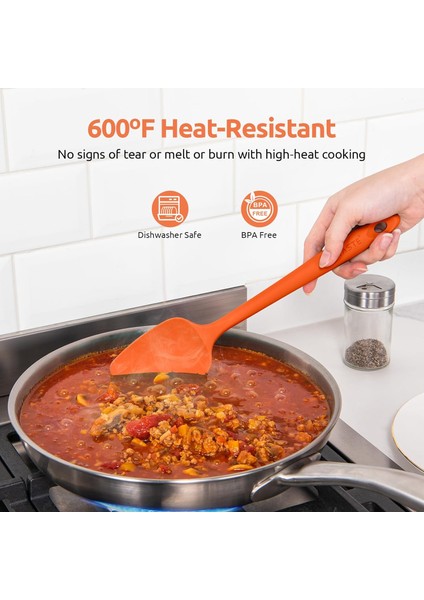 600 Derece Fahrenheit Isıya Dayanıklı Silikon Spatula Seti (Turuncu) (Yurt Dışından)