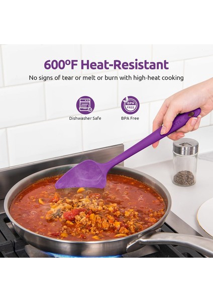 600 Derece Fahrenheit Isıya Dayanıklı Silikon Spatula Seti (Mor) (Yurt Dışından)