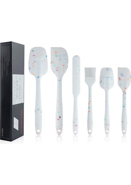 Silikon Spatula Seti, Pişirme Için 6 Parça Isıya Dayanıklı Kauçuk Spatula Seti Pişirme ve Karıştırma Mutfak Gereçleri Paslanmaz Çelik Çekirdekli Dikişsiz Tek Parça Spatula, Yapışma (Yurt Dışından)