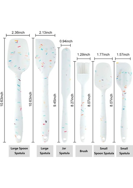 Silikon Spatula Seti, Pişirme Için 6 Parça Isıya Dayanıklı Kauçuk Spatula Seti Pişirme ve Karıştırma Mutfak Gereçleri Paslanmaz Çelik Çekirdekli Dikişsiz Tek Parça Spatula, Yapışma (Yurt Dışından)