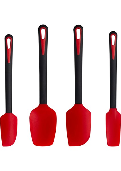 Silikon Spatula, Spatulalar Silikon Isıya Dayanıklı ve Bpa Içermeyen, Yapışmaz Tencere Gıda Sınıfı Silikon Kauçuk Spatula Mutfak Pişirme, Pişirme ve Karıştırma Seti 4'lü Set, Kırmı (Yurt Dışından)