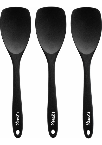 Silikon Spatula Kaşık Seti, Isıya Dayanıklı Kauçuk Kaşık, Pişirme Karıştırma Aracı Için Dikişsiz Yapışmaz Esnek Kazıyıcılar, 3'lü Paket, Siyah (Yurt Dışından)