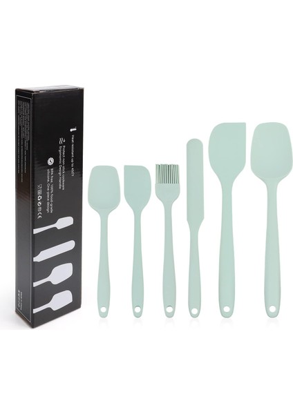 6'lı Silikon Spatula Seti, Yüksek Sıcaklığa Dayanıklı, Gıda Sınıfı Silikon, Temizlemesi Kolay, Pişirme, Yemek Pişirme, Mutfak Malzemeleri (Açık Yeşil) (Yurt Dışından)