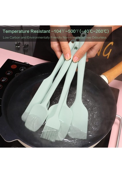 6'lı Silikon Spatula Seti, Yüksek Sıcaklığa Dayanıklı, Gıda Sınıfı Silikon, Temizlemesi Kolay, Pişirme, Yemek Pişirme, Mutfak Malzemeleri (Açık Yeşil) (Yurt Dışından) fırsatları
