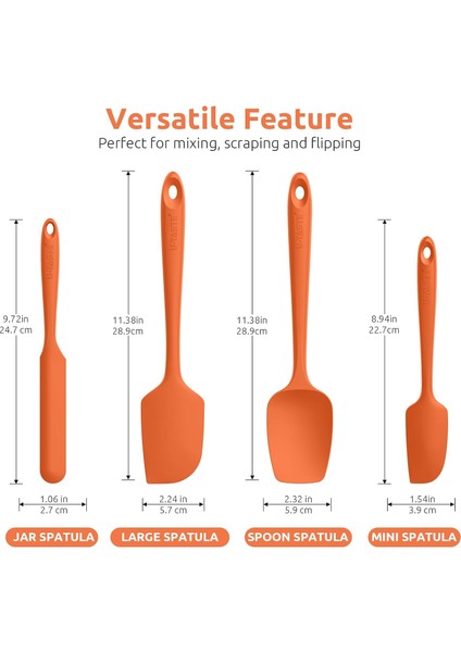 600 Derece Fahrenheit Isıya Dayanıklı Silikon Spatula Seti (Turuncu) (Yurt Dışından)