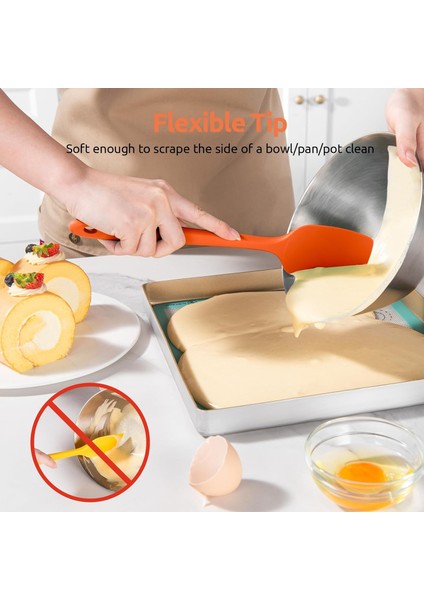 600 Derece Fahrenheit Isıya Dayanıklı Silikon Spatula Seti (Turuncu) (Yurt Dışından)