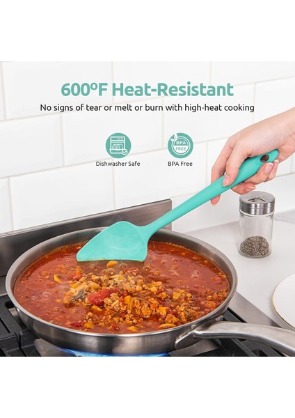 600 Derece Fahrenheit Isıya Dayanıklı Silikon Spatula Seti (Teal/aqua Sky) (Yurt Dışından)