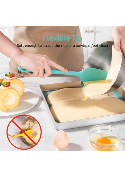 600 Derece Fahrenheit Isıya Dayanıklı Silikon Spatula Seti (Teal/aqua Sky) (Yurt Dışından)