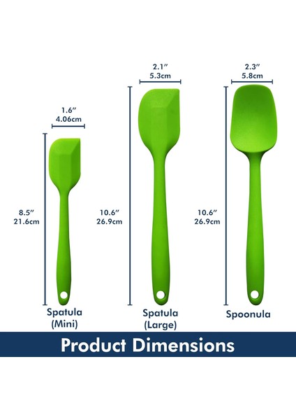 Silikon Spatula 3'lü Set U2013 Yüksek Isıya Dayanıklı | Esnek Kafa Tasarımlı Yapışmaz Kauçuk | Bulaşık Makinesinde Yıkanabilir | Ergonomik Sap - Pişirme, Fırınlama ve Karıştırma G (Yurt Dışından)