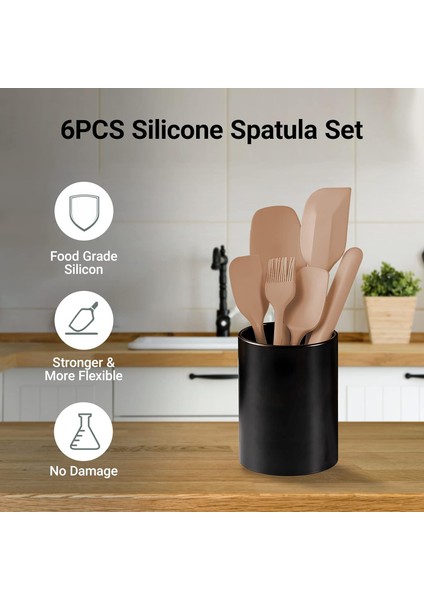 6'lı Silikon Spatula Seti, Isıya Dayanıklı Kauçuk Spatulalar, Yapışmaz ve Gıda Sınıfı Mutfak Gereçleri, Temizlemesi Kolay ve Pişirme, Pişirme ve Karıştırma Için Bulaşık Makinesinde (Yurt Dışından)