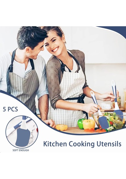 Silikon Mutfak Pişirme Gereçleri Seti Isıya Dayanıklı, Pişirme Pişirme Karıştırma Için 5 Adet Silikon Spatula Seti, Yapışmaz Tencere Için Silikon Pişirme Gereçleri Seti, Bulaşık Ma (Yurt Dışından)
