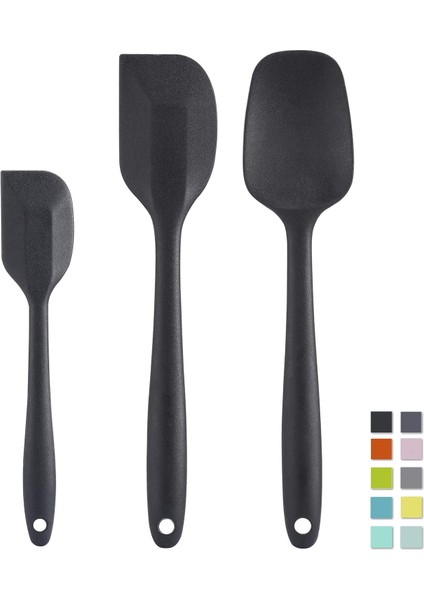 Silikon Spatula Seti - Kauçuk Spatula - 600°F Isıya Dayanıklı Pişirme Kaşığı ve Spatulalar(Siyah) (Yurt Dışından)