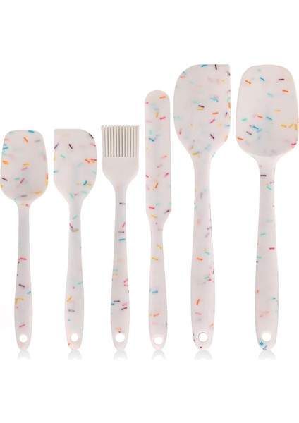 6'lı Silikon Spatula Seti, Yüksek Sıcaklığa Dayanıklı, Gıda Sınıfı Silikon, Temizlemesi Kolay, Pişirme, Yemek Pişirme, Mutfak Malzemeleri (Beyaz) (Yurt Dışından)