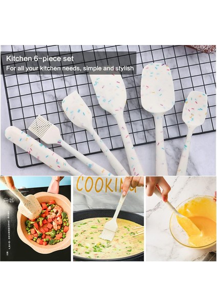 6'lı Silikon Spatula Seti, Yüksek Sıcaklığa Dayanıklı, Gıda Sınıfı Silikon, Temizlemesi Kolay, Pişirme, Yemek Pişirme, Mutfak Malzemeleri (Beyaz) (Yurt Dışından) modelleri