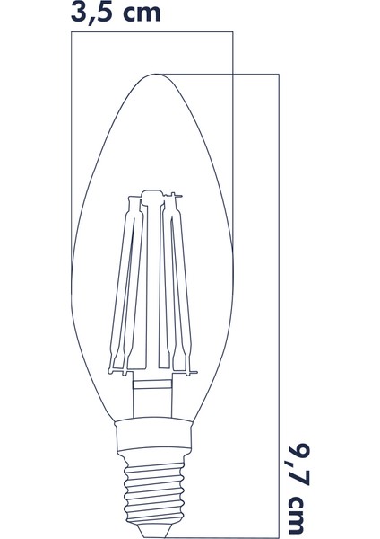 E14 LED FİLAMANLI RUSTIK AMPUL C35 ŞEFFAF DÜZ 6W 3000K Gün Işığı ERD-92