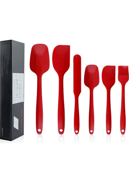 Silikon Spatula, Pişirme, Pişirme ve Karıştırma Için 6 Parçalı Isıya Dayanıklı Kauçuk Spatula Seti Mutfak Gereçleri Paslanmaz Çelik Çekirdekli Dikişsiz Tek Parça Tasarım Spatula (K (Yurt Dışından)
