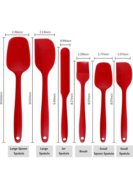 Silikon Spatula, Pişirme, Pişirme ve Karıştırma Için 6 Parçalı Isıya Dayanıklı Kauçuk Spatula Seti Mutfak Gereçleri Paslanmaz Çelik Çekirdekli Dikişsiz Tek Parça Tasarım Spatula (K (Yurt Dışından)