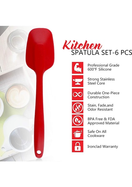 Silikon Spatula, Pişirme, Pişirme ve Karıştırma Için 6 Parçalı Isıya Dayanıklı Kauçuk Spatula Seti Mutfak Gereçleri Paslanmaz Çelik Çekirdekli Dikişsiz Tek Parça Tasarım Spatula (K (Yurt Dışından)