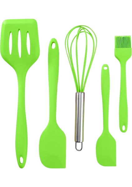 Yapışmaz Silikon Tencere Seti - 5 Parça Isıya Dayanıklı & Sağlıklı - Spatula ve Silikon Köpük Içerir (Yeşil) (Yurt Dışından)