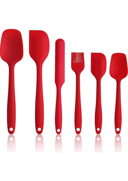 6'lı Silikon Spatula Seti, Yüksek Sıcaklığa Dayanıklı, Gıda Sınıfı Silikon, Temizlemesi Kolay, Pişirme, Yemek Pişirme, Mutfak Malzemeleri (Kırmızı) (Yurt Dışından)