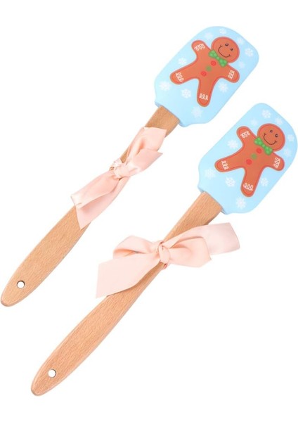 Silikon Mutfak Gereçleri Seti 2 Adet Ahşap Saplı Noel Silikon Spatula Pişirme Spatula Kek Pişirme Için Karıştırma Kazıyıcı Noel Partisi Tatil (Zencefilli Kurabiye Adam) Kauçuk Spat (Yurt Dışından)