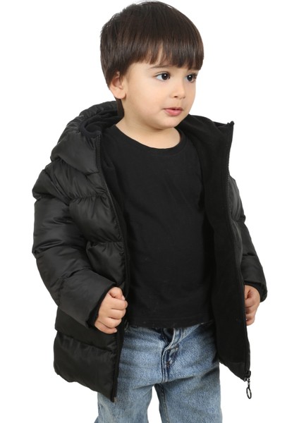 Erkek Çocuk Siyah Içi Polarlı Kapüşonlu Su Geçirmez Rüzgara Dayanıklı Şişme Kışlık Mont & Kaban modelleri