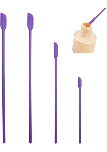 Mini Silikon Spatula Seti - Makyaj Için Küçük Kauçuk Spatula - Mutfak Için Ince Kavanoz Kazıyıcı (4'lü Paket) (Mor) (Yurt Dışından)