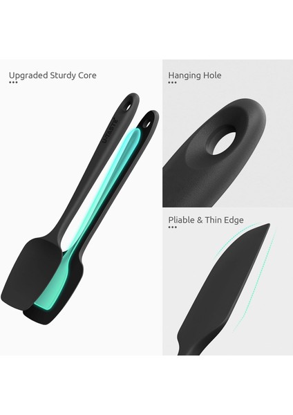 600 Derece Fahrenheit Isıya Dayanıklı Silikon Spatula Seti (Siyah) (Yurt Dışından)
