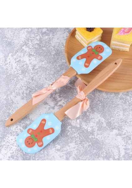 Silikon Mutfak Gereçleri Seti 2 Adet Ahşap Saplı Noel Silikon Spatula Pişirme Spatula Kek Pişirme Için Karıştırma Kazıyıcı Noel Partisi Tatil (Zencefilli Kurabiye Adam) Kauçuk Spat (Yurt Dışından)