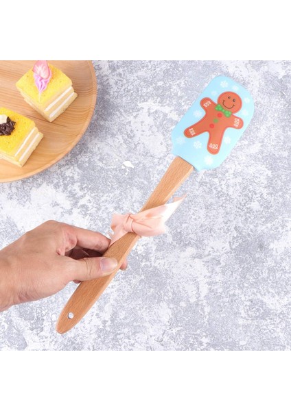 Silikon Mutfak Gereçleri Seti 2 Adet Ahşap Saplı Noel Silikon Spatula Pişirme Spatula Kek Pişirme Için Karıştırma Kazıyıcı Noel Partisi Tatil (Zencefilli Kurabiye Adam) Kauçuk Spat (Yurt Dışından)