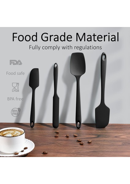 Silikon Spatula Seti, Bulaşık Makinesinde Yıkanabilir, Kusursuz Tasarım, Temizlemesi Kolay, Pişirme ve Pişirme Için Iyi Kauçuk Gereç, 4 Parça (Siyah) (Yurt Dışından) fiyatları