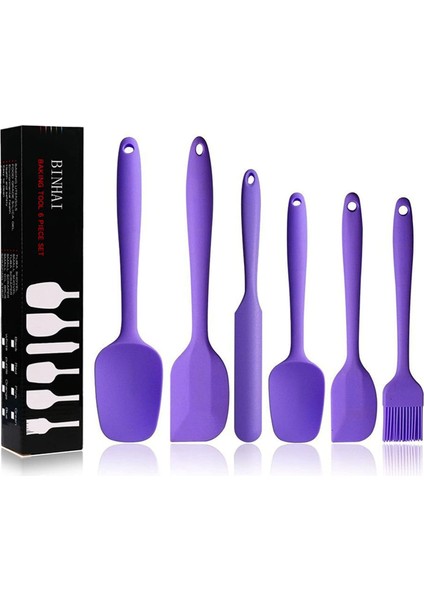 Silikon Spatula Seti - Mor 6 Parça Paslanmaz Çelik Çekirdekli Yapışmaz Kauçuk Spatula - Pişirme, Pişirme ve Karıştırma Için Isıya Dayanıklı Spatula Mutfak Gereçleri Seti (Yurt Dışından)