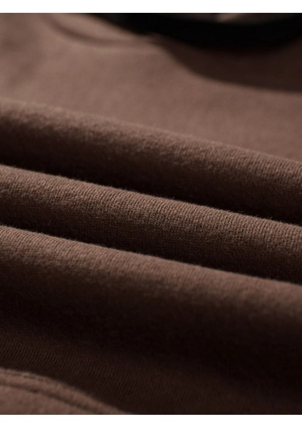 Kahverengi Take Care Baskılı Oversize Kapüşonlu Erkek Sweatshirt modelleri