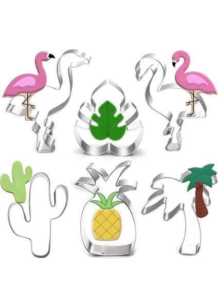 Hawaii Kurabiye Kesici Set-6 Parça-Kaktüs, Ananas, Flamingo, Monstera Yaprağı ve Palmiye Ağacı-Tropikal Kurabiye Kesici Kalıpları Yaz Tropikal Plaj Partisi Malzemeleri Decoratons (Yurt Dışından)
